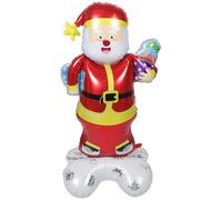 Warmhm Self Standing Santa Foil Balloon Inflatable Christmas Decoration for Party Shopping Mall Photo Prop Lightweight Aluminum Foil Festive Holiday Carnival Supplies