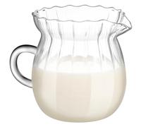 Warmhm Small Borosilicate Glass Creamer Pitcher with Spout for Precise Pouring Transparent Milk Jug for Coffee Frothing Clear Glass Container for Kitchen and Tea Use