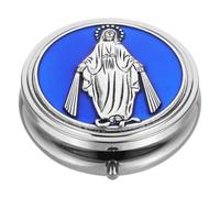 Warmhm Small Rosary Box Catholic Prayer Beads Storage Case Keepsake Jewellery Box for Necklace Ring and Earrings Decorative Portable Trinket for Home Bedroom Vanity or Gift