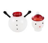 Warmhm Snowman Candy Jar with Lid Glass Container for Holiday Sweets Storage Decorative Christmas Candy Holder with Secure Lid Multipurpose Snowman Glass Jar for Home