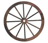 Warmhm Solid Wood Wagon Wheel Wall Decor Rustic Wooden Wheel Hanging Art for Living Garden Decor Handcrafted Wood Ornament for Home