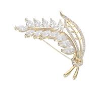 Warmhm Sparkling Rhinestone Wheat Ear Brooch Pin Lightweight Metal Badge for Women Vintage-inspired Fashion Accessory Symbolizing Harvest and Hope Elegant Suit and Dress Decoration