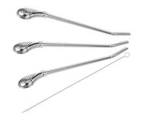 Warmhm Stainless Steel Drinking Straw Spoon with Cleaning Brush Mirror Polished Stirrer for Loose Leaf Tea Bubble Tea Iced Coffee Reusable Cocktail Drink Accessory