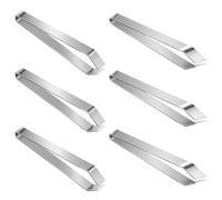 Warmhm Stainless Steel Fish Bone Tweezers Precision Kitchen Removal Tool 6pcs with Comfortable Handle for Removing Pig Hair and Fish Bones in Silver