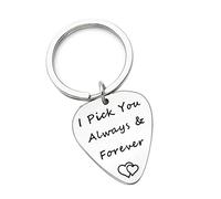 Warmhm Stainless Steel Keychain for Guitar Player Musical Valentine's Day Guitar Pick Keychain for Music Lover