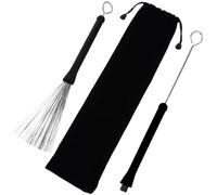 Warmhm Stainless Steel Wire Drum Brushes for Beginner Practicing and Youth Bands Featuring Natural Sound Retractable with Bag and Good Spring Back Effect