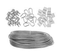 Warmhm Stainless Steel Wire Rope with Clips and Thimbles for Boat and Lifeboat Use, High Load Capacity and Reliable Structural Stability, Suitable for Tidal Dock Scenes and Cargo Handling