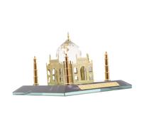 Warmhm Taj Mahal Desktop Statue Miniature Model 65x65x55mm Metal Inlaid Crystal Architecture Figurine Indian Landmark Ornament Home Office Decor