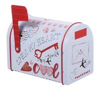 Warmhm Tinplate Mailbox Shaped Cookie Tin Small Portable Storage Box for Candy Biscuits Snacks Holiday Party Favor with Cute Pattern for Presents and Small Sundries