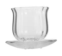 Warmhm Transparent Pumpkin Design Glass Tea Cup with Saucer Heat Resistant Scented Tea Cup for Kung Fu Brewing for Halloween Home Office