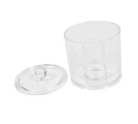 Warmhm Transparent Round Cotton Swab Holder with Lid Acrylic Makeup Organizer Box for Bathroom Dustproof Cotton Bud Storage Container for Desktop and Dressing Table