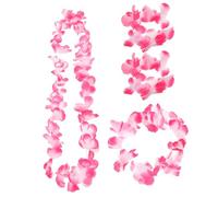 Warmhm Tropical Hawaiian Flower Garland Set Pink Necklace Headband Bracelet for Luau Parties Beach Weddings Cosplay Events Eye Catching Floral Accessories