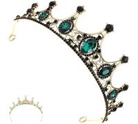 Warmhm Vintage Baroque Green Bridal Tiara Crown Headdress with Hollow Design, Crystal Wedding Crown for Women, Party Prom Queen Headband Accessory