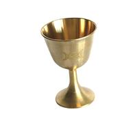 Warmhm Vintage Brass Pentagram Holy Grail Ornament Religious Altar Cup Decorative Sacred Chalice for Rituals and Home Decor