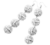Warmhm Vintage Disco Ball Dangle Earrings for Women Handmade Beaded Mirror Ball Drop Jewelry Lightweight Statement Party Costume Accessories for Everyday Wear and Special Occasions