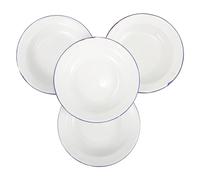 Warmhm Vintage Enamel Plates, 16cm 5pcs Enamelware Salad Plate Nut Serving Trays Dessert Salad Pasta Dinner Veggie Platter for Pasta, Camping, Outdoor, Picnic, BBQ, Butter White