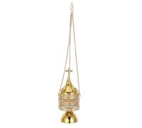 Warmhm Vintage Hanging Incense Burner with Cross Design, Metal Material, Easy Maintenance, 20x9x9cm, Suitable for Catholic Church Ceremony and Home Altar Decoration