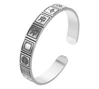 Warmhm Vintage Mahjong Wonders Open Bangle Bracelet Unisex Cuff with Retro Asian Unique Tile Jewelry Chinese Year Mother's Day Special Occasion