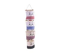 Warmhm Wall Mount Storage Bag Organizer Hanging Closet Organizer Cotton Linen Blue Plaid Fabric Over Door Magazine Storage Pocket for Home Office Bedroom
