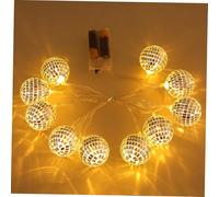 Warmhm Warm White LED Disco Ball String Lights Warm Glow Mirror Balls Decorative Hanging Party Lights for Indoor Outdoor Patio Festival Camping