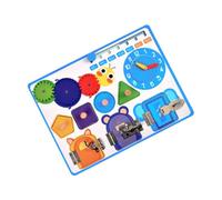Warmhm Wooden Busy Board Educational for Montessori Activity Table for Early Learning Cognitive Development Plaything with Color Recognition and Practical Unlock Features