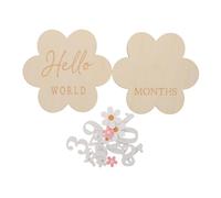 Warmhm Wooden Calendar Months Newborn Milestone Signs Growth Tracker Keepsake Record Cards for Shower Photo Props
