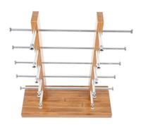 Warmhm Wooden Glasses Holder Rack with Dual Row Capacity Metal Wood Eyeglass Display Stand for Sunglasses Reading Glasses and Eyewear Showcase Stylish Retail Store Accessory