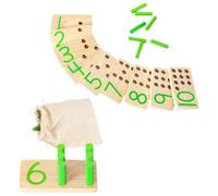 Warmhm Wooden Montessori Math Educational Set for, Rubber Wood Counting Cylinders with Peg Board, Early Learning Mathematics Cognitive and Matching Plaything