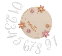 Warmhm Wooden Newborn Monthly Progress Signs Floral Designs Photo Props for First Year Development Recording