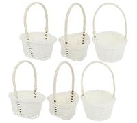 Warmhm Woven Hand Basket in White as Mini Basket for Craft Adornments Use as Photo Prop for Storage Needs