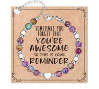 Warmhope Beaded Affirmation Bracelet for Women & Teens Adjustable Encouragement Jewelry Gift with Inspirational Quotes Birthday Anniversary Motivational Keepsakes for Her, Universal Size, Brass, no