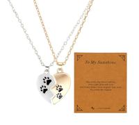 Warmhope Matching Hearts Paw Print Necklaces for Couples Romantic Valentine Gift Set His and Hers Linked Love Symbol Jewelry Anniversary Present, Universal Size, Brass, No Gemstone