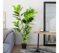 Warmiehomy 120cm Artificial Ficus Tree Realistic Rubber Plant in Pot, Large Artificial Plants Indoors 4ft Tall Fake Tree Plastic Indoor House Plant, Perfect as Artificial Plants