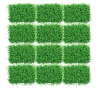 Warmiehomy 12PCS Artificial Plant Wall Panels Leaves Hedge Panels 10cm Height Artificial Grass Screen Backdrop Wall 40x60cm Green Grass Wall Fence Hedge Panel for Privacy Indoor Outdoor Garden Decor