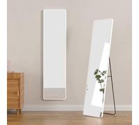 Warmiehomy 147X37cm Full Length Mirror, Floor Full Body Rectangular Standing Mirror with Stand, Hanging or Leaning Against for Bedroom Cloakroom, White