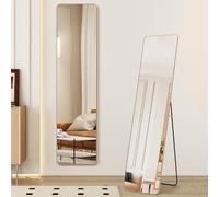 Warmiehomy 147X37cm Full Length Mirror, Floor Full Body Rectangular Standing Mirror with Stand, Hanging or Leaning Against for Bedroom Cloakroom, Gold