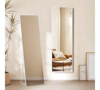 Warmiehomy 165X50cm Full Length Mirror with Stand, Large Rectangular Full Body Standing Mirror, Hanging or Leaning Against Wall for Bedroom, White