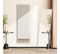 Warmiehomy 165X50cm Large Full Length Standing Mirror, Rectangular Full Body Floor Mirror with Stand, Hanging or Leaning Against Wall for Bedroom, White
