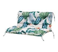 Warmiehomy 2/3 Seater Patio Swing Cushion with Backrest, Waterproof Garden Bench Cushion with Back, 150x100x8cm Comfortable Outdoor Bench Seat Cushion with Ties for Canopy Furniture, Leafage