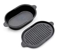 Warmiehomy 2 in 1 Cast Iron Dutch Oven,23cm Pre-Seasoned Cast Iron Pot with Skillet Lid,Non-Stick Skillet and Pot Set with Two Handles for Indoor Outdoor,Oval 2L