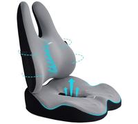 Warmiehomy 2-in-1 Lumbar Support & Office Chair Cushion, Seat Cushion for Office Chair, Back Support Cushion Memory Foam Back Pain Relief, Non-Slip Coccyx Cushion Set for Desk, Gaming, Car Seat, Gray