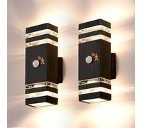 Warmiehomy 2 Pack PIR Outdoor Wall Lights with Motion Sensor, IP67 Waterproof Up Down Outside Lights Mains Powered, GU10 LED External Modern Lighting Exterior Porch Front Door Light for House, 29cm