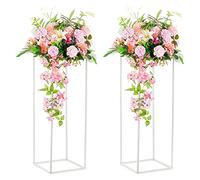 Warmiehomy 2 Pcs Flower Stand, 100cm Tall Wedding Centerpieces Vase, Metal Rectangular Flower Stand for Wedding Table Decor, Flower Display Rack Decorations for Events Reception, Birthday Party