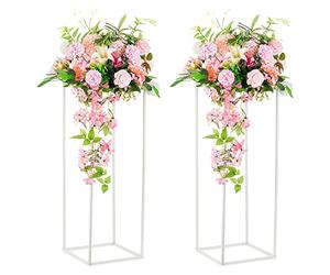 Warmiehomy 2 Pcs Flower Stand, 100cm Tall Wedding Centerpieces Vase, Metal Rectangular Flower Stand for Wedding Table Decor, Flower Display Rack Decorations for Events Reception, Birthday Party