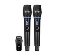 Warmiehomy 2 Rechargeable Wireless Microphones, UHF Dual Metal Cordless Handheld Dynamic Mics, Karaoke Microphone with Rechargeable Receiver Bluetooth for Professional Singing, Speech, Party, Wedding