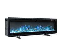 WarmieHomy 3 IN 1 Electric Fire Wall Mounted/Recessed/Freestanding 40"/102CM Electric Fireplace with Remote Control, 9 LED Color Flame Effect Media Wall Fireplace, Crystal & Log Set, 900W&1800W