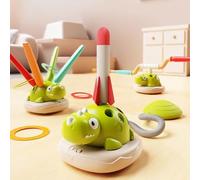 Warmiehomy 3 in1 Kids Outdoors Dinosaur Toys Musical Jump Ring Toss and Rocket Launcher, Active Playset for Boys Girls, Indoor Outdoor Garden Sports Toys for Kids Age 3+