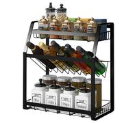 Warmiehomy 3 Tier Spice Rack Organiser Free Standing Spice Racks Spice Organiser Metal Kitchen Spice Storage Seasoning Rack for Countertop Cupboard Cabinet