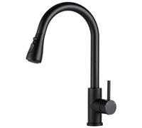 Warmiehomy 3 Way Kitchen Taps Mixer with Pull Out Spray,Stainless Steel High Arc 360° Swivel Pull Down Kitchen Sink Taps Single Handle 1 Hole,Black