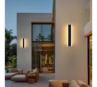 Warmiehomy 30cm 2 Pack Outdoor Wall Lights, Modern LED Outside Lights Mains Powered, Ip67 Waterproof External Lights, 3000K Warm White Light Black Exterior Wall Light for Front Door Porch Garage